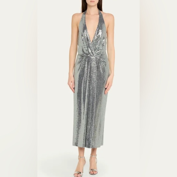 Halston Heritage Dresses & Skirts - Halston Silver Sequin Halter Dress